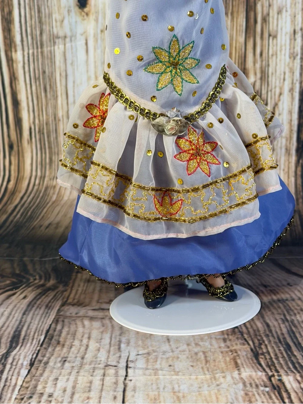 Vintage 1999 Katrina Lia Porcelain Artist Doll Victorian Blue & Gold Gown 18”
